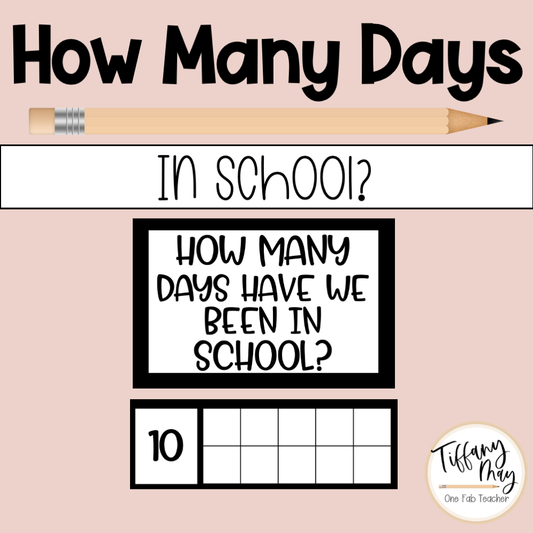 How Many Days in School Counting Set | Black