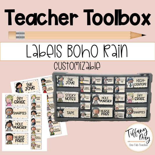 Teacher Toolbox Labels Set Boho Rain | The Ultimate Organizational Solution for Teachers