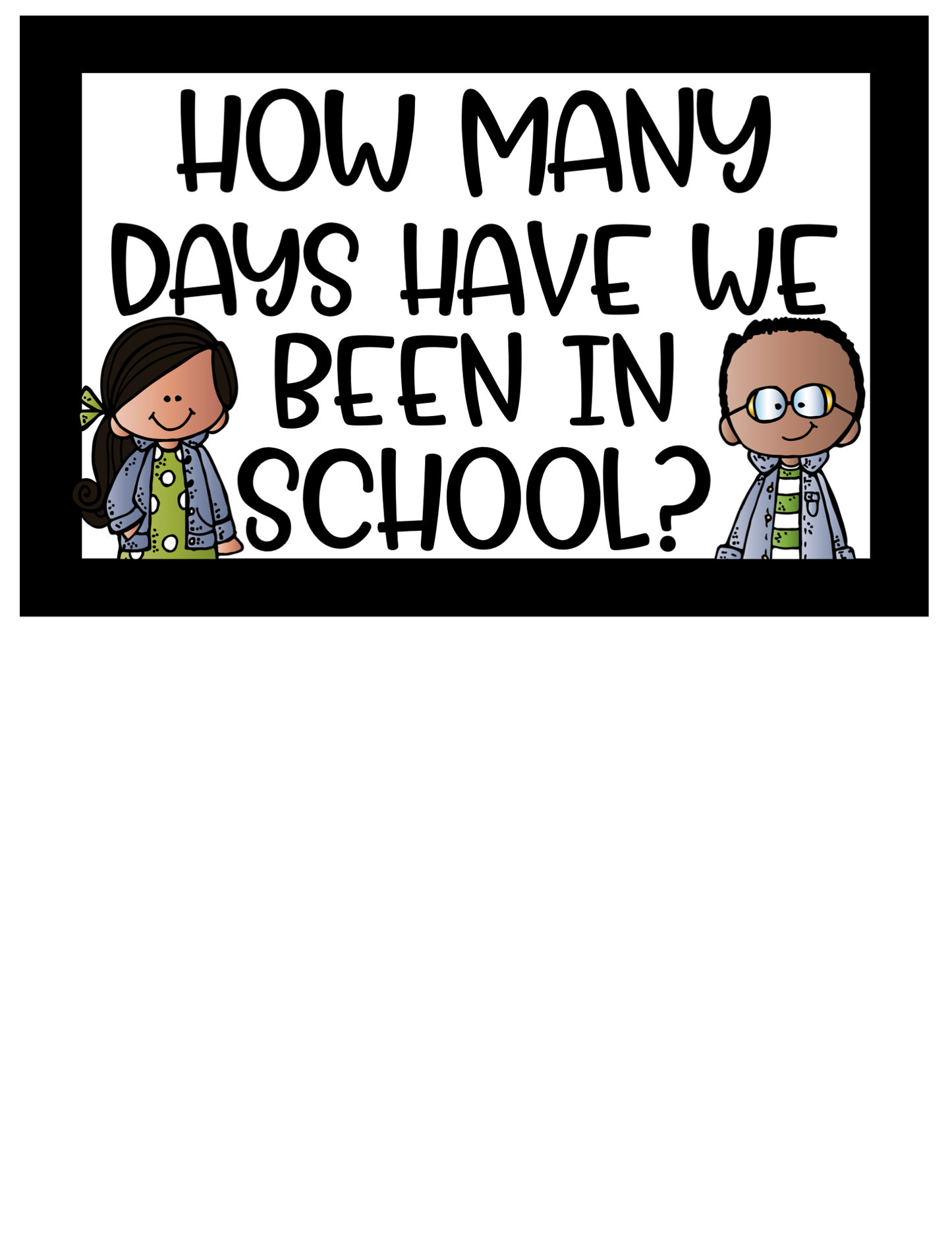 How Many Days in School Counting Set | Black