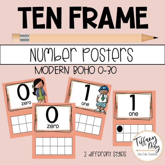 Ten Frame Posters | Modern Boho 0-30