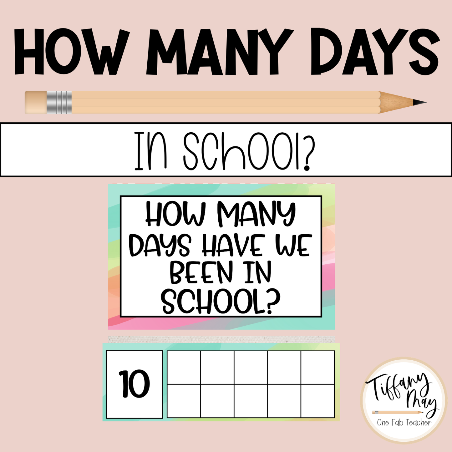 How Many Days in School Counting Set | Happy Bright