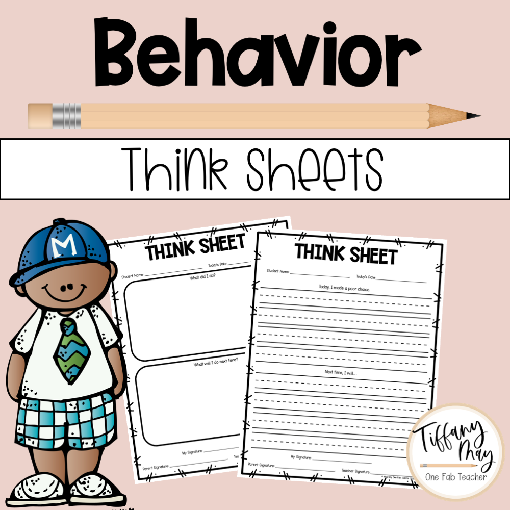 Behavior Think Sheets for Elementary Students