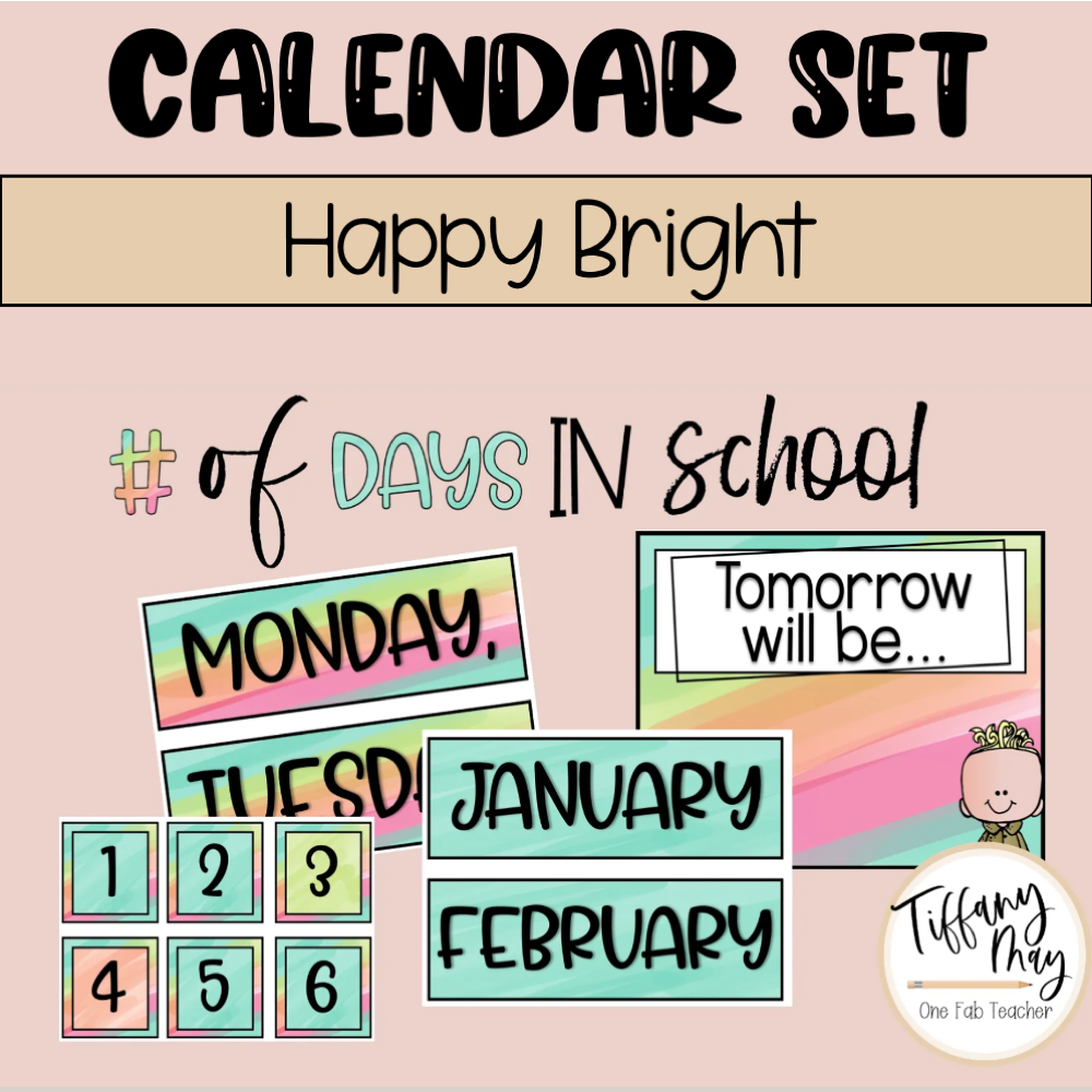 Calendar Set | Happy Bright – One Fab Teacher