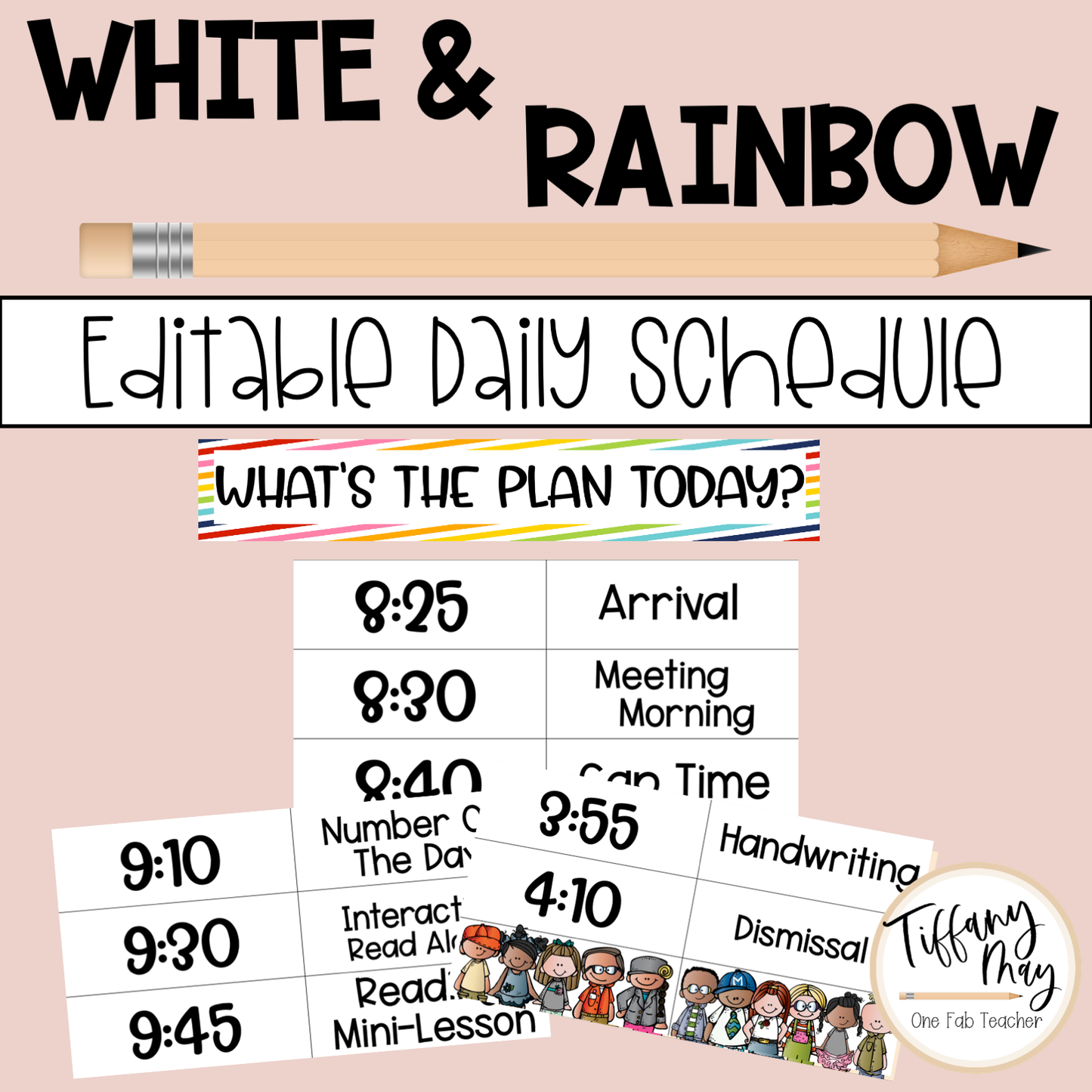 Daily Schedule | Customizable White and Rainbow