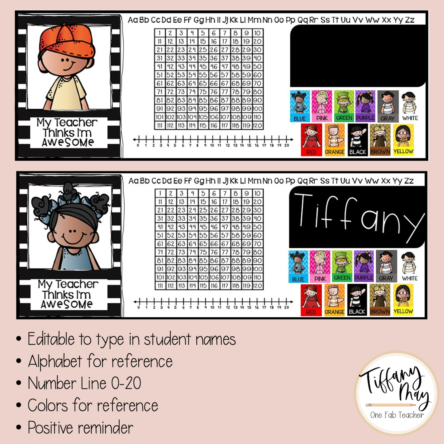 Customizable Black Desk Name Tags for Engaged Students