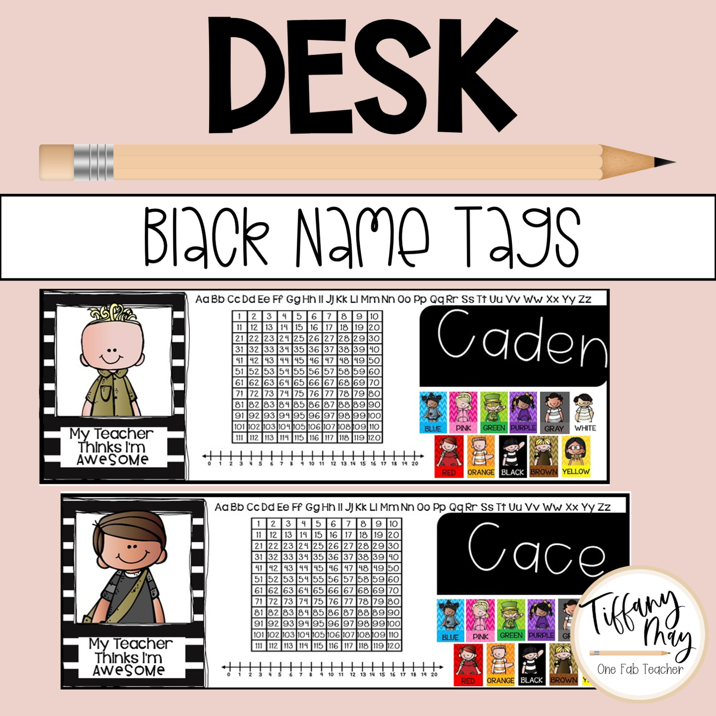 Customizable Black Desk Name Tags for Engaged Students