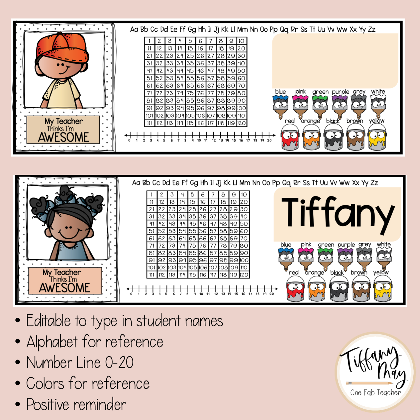 Customizable Boho Desk Name Tags for Engaged Students