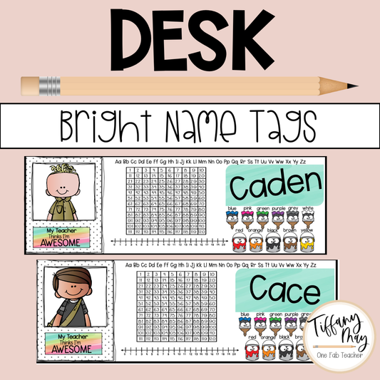 Happy Bright Desk Name Tags for Engaged Students | Customizable