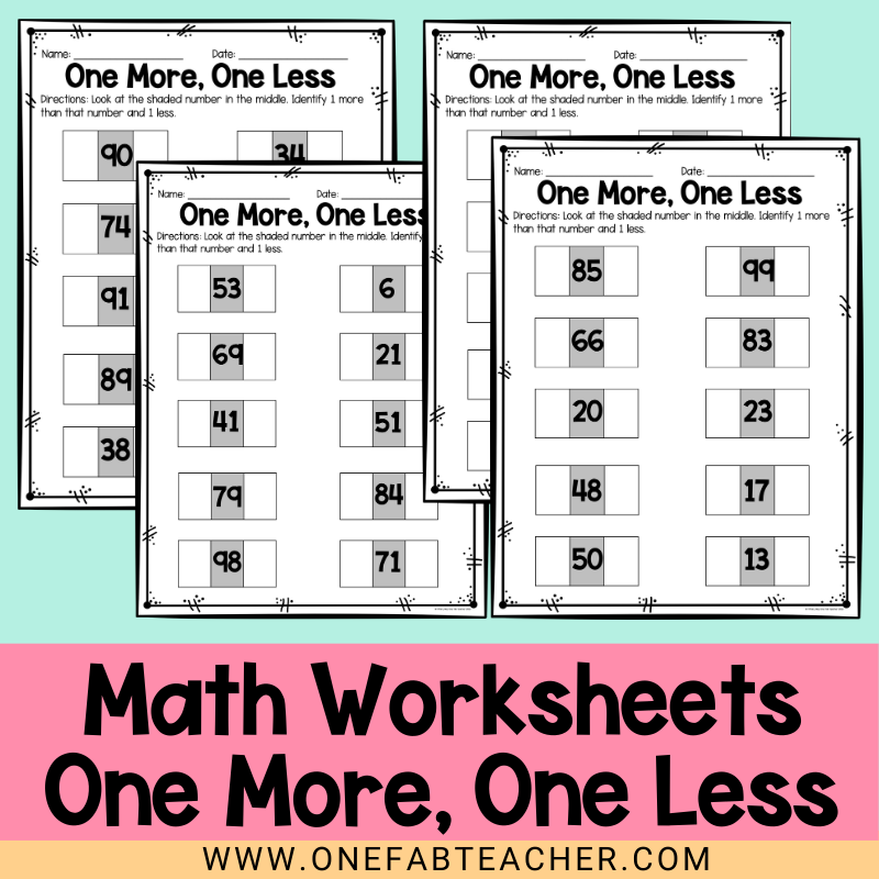 One More, One Less | Elementary Math Worksheets