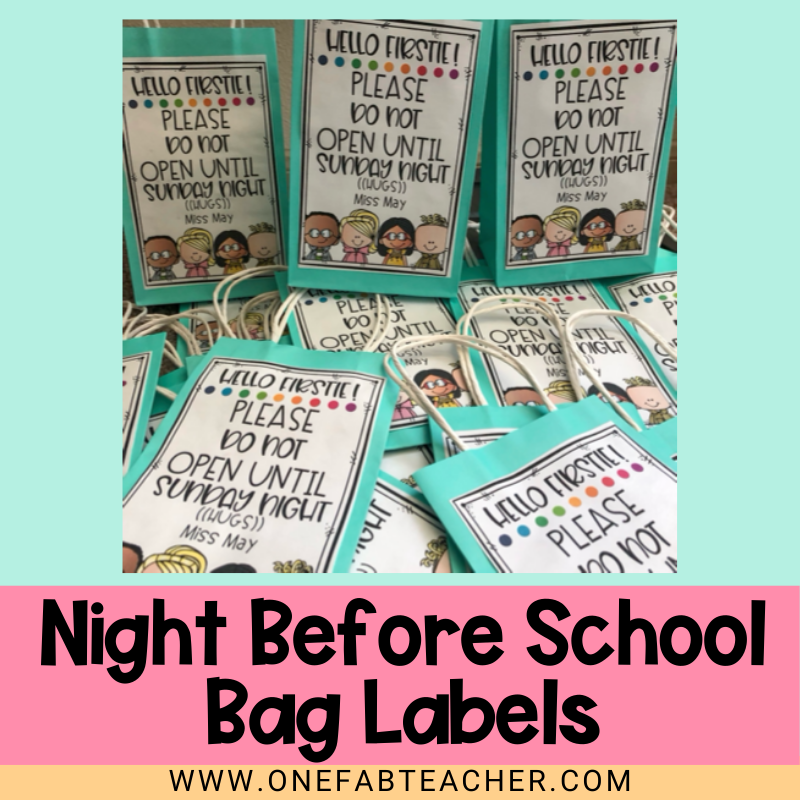 Night Before School Bag Label