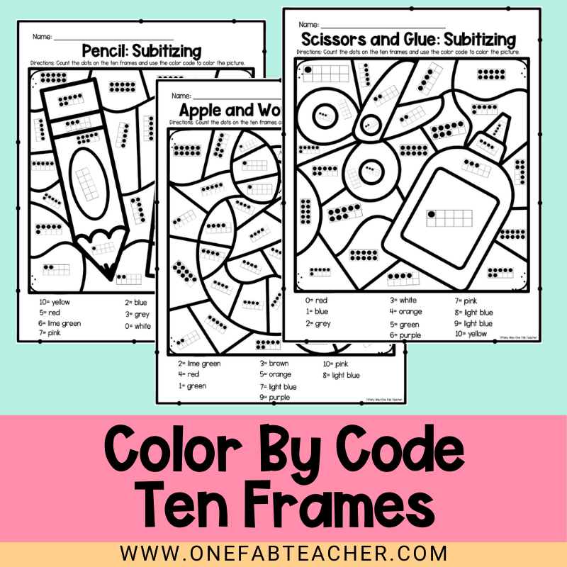 Color By Code Subitizing 0-10 Ten Frames