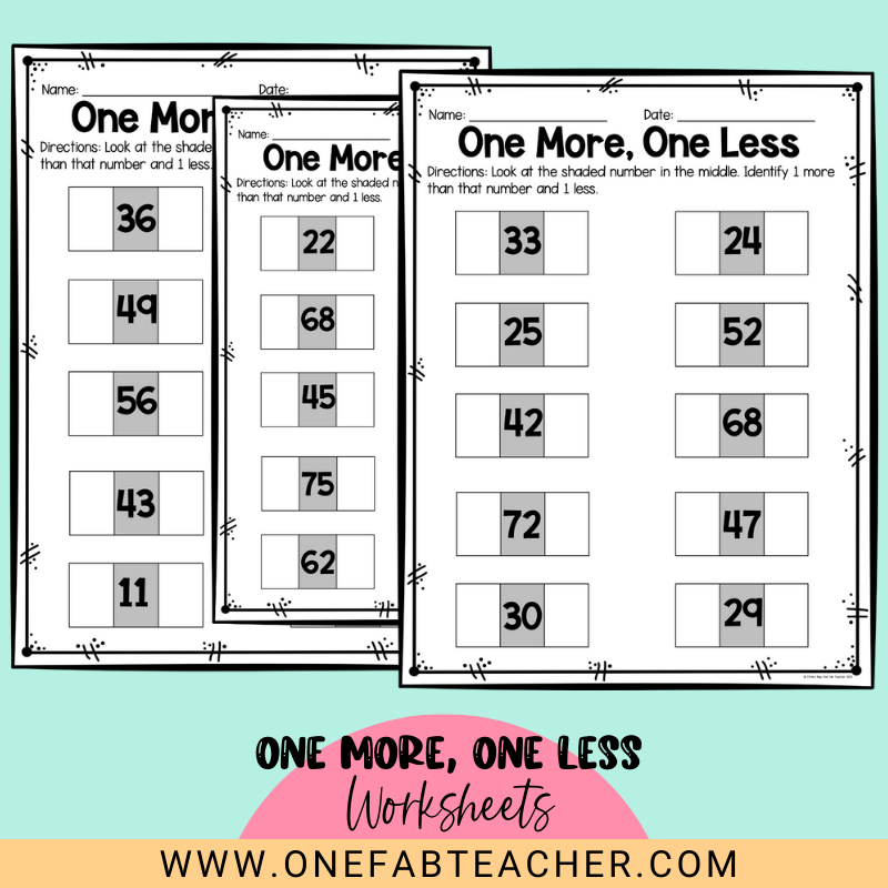 One More, One Less | Elementary Math Worksheets