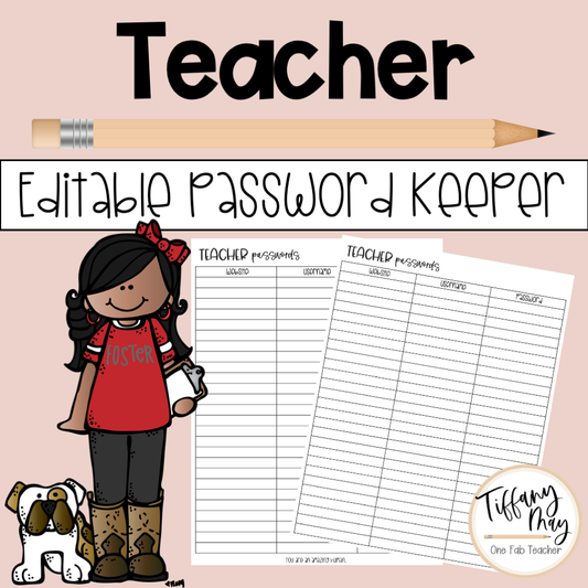 Teacher Password Keeper | Editable