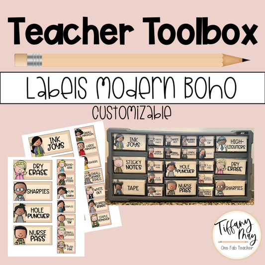 Teacher Toolbox Labels Set Modern Boho| The Ultimate Organizational Solution for Teachers