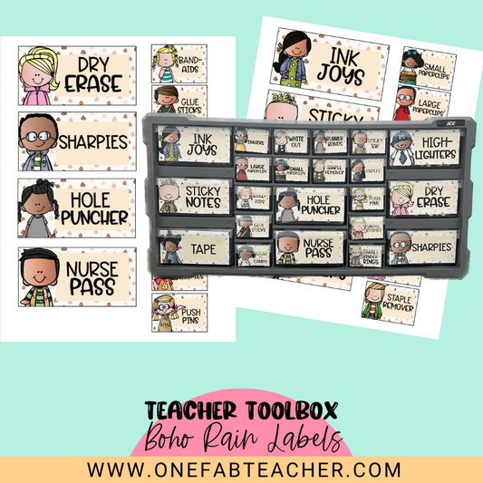 Teacher Toolbox Labels Set Boho Rain | The Ultimate Organizational Solution for Teachers