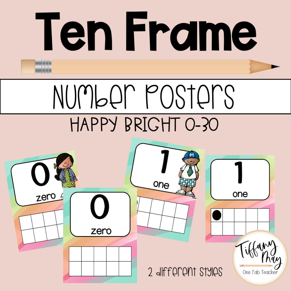 Ten Frame Posters | Happy Bright 0-30