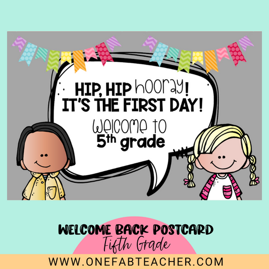 Welcome Back to School Cards | 5th grade