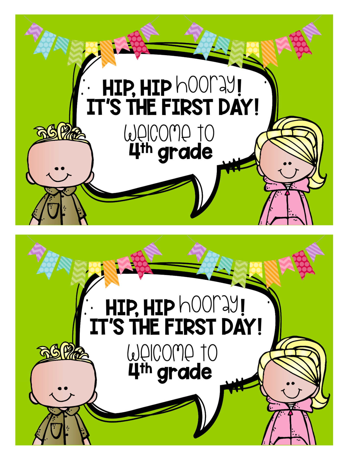 Welcome Back to School Cards | 4th grade