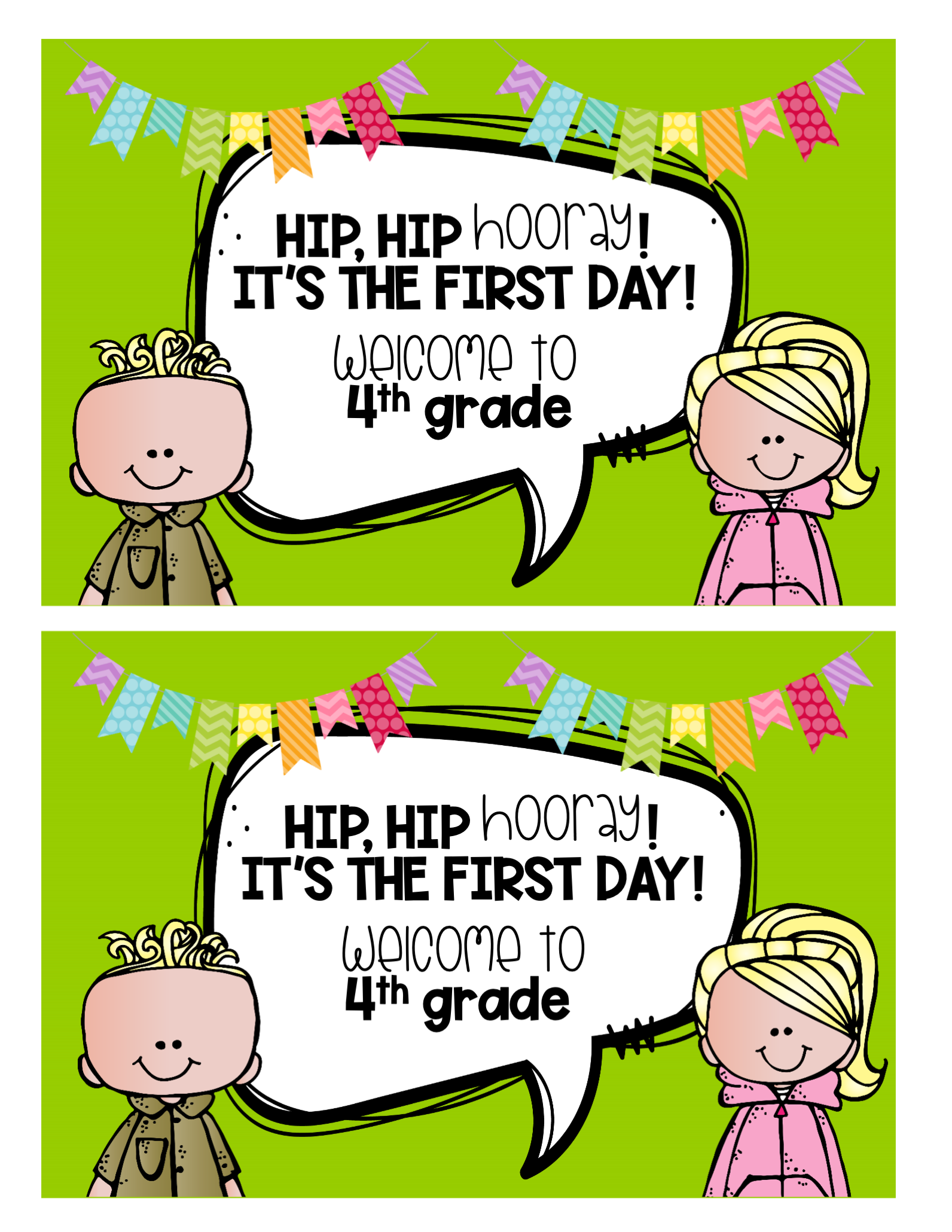 Welcome Back to School Cards  4th grade – One Fab Teacher