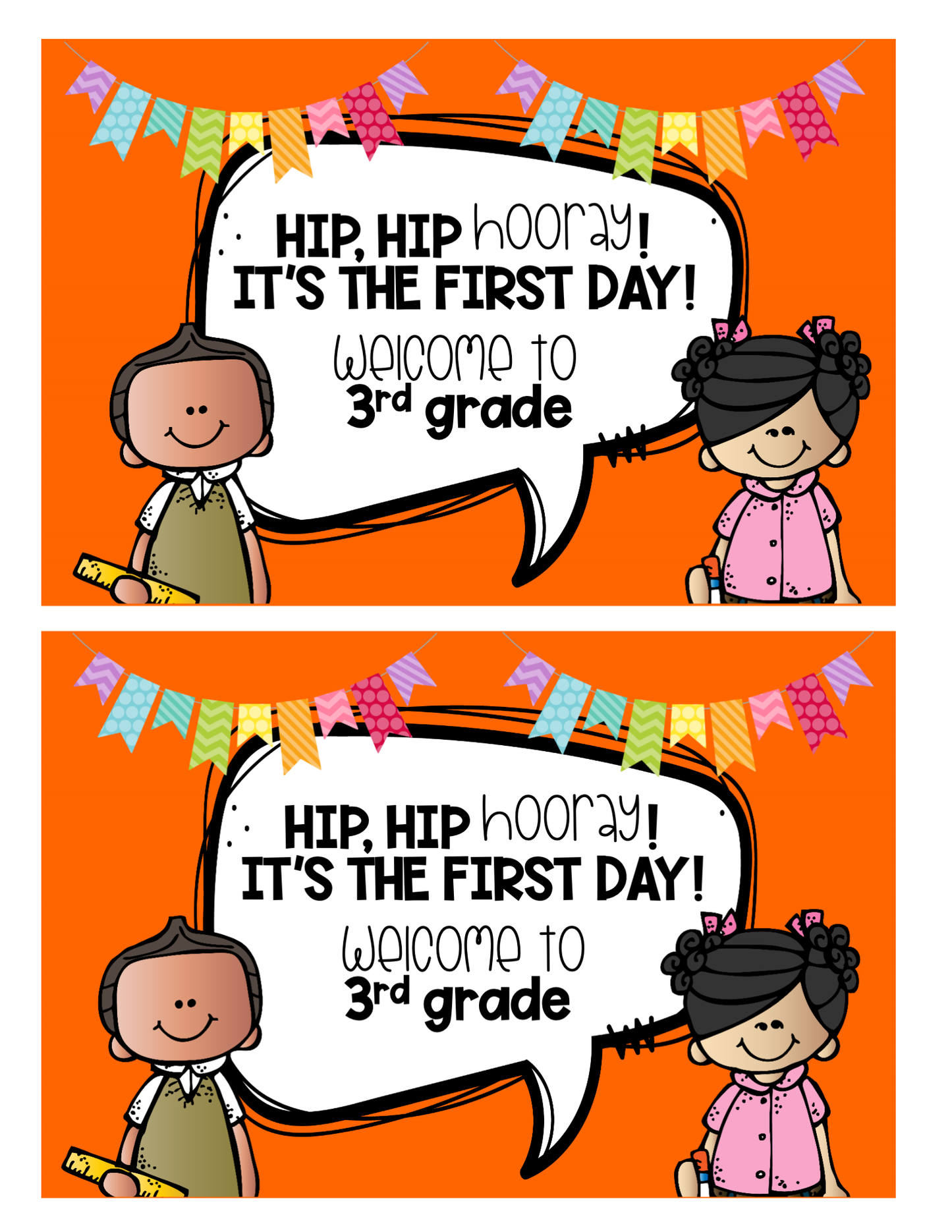 Welcome Back to School Cards | 3rd grade