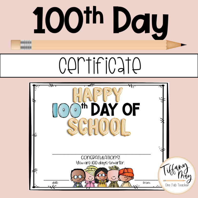 100th Day of School Certificate