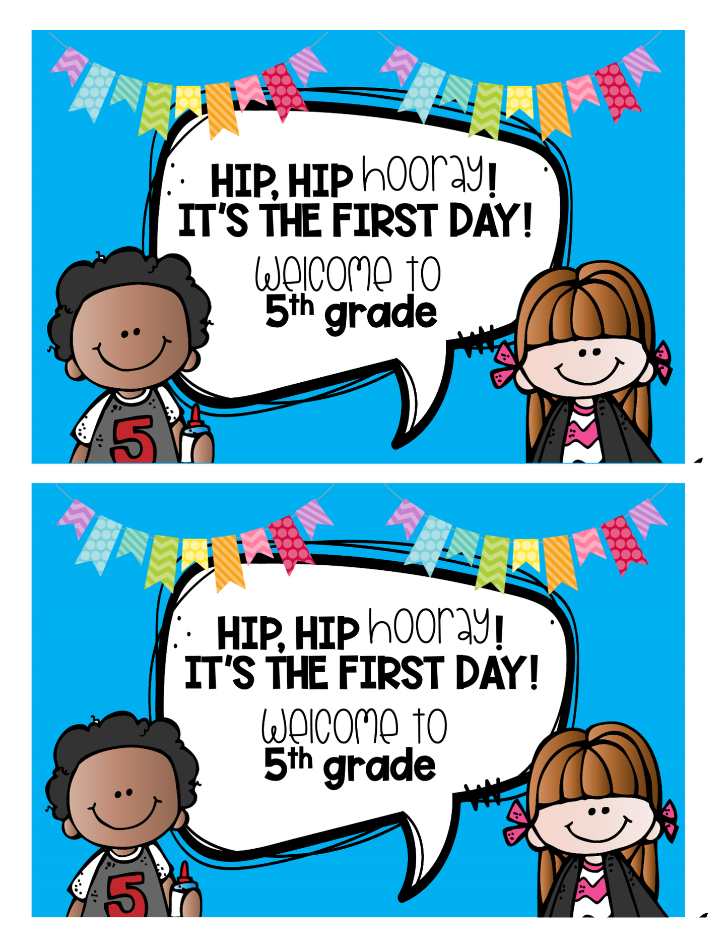 Welcome Back to School Cards | 5th grade
