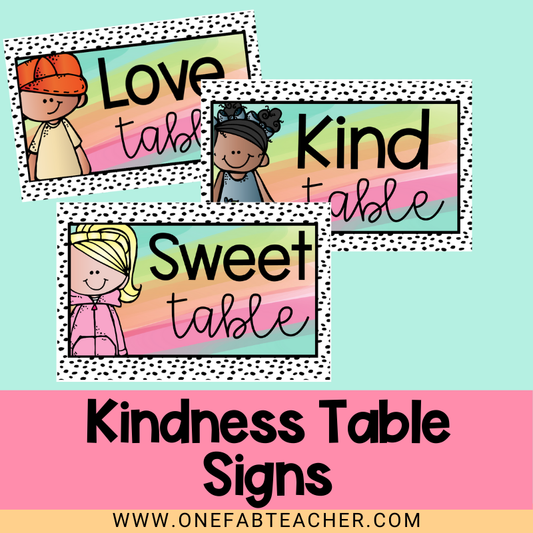 Classroom Table Signs Happy Bright