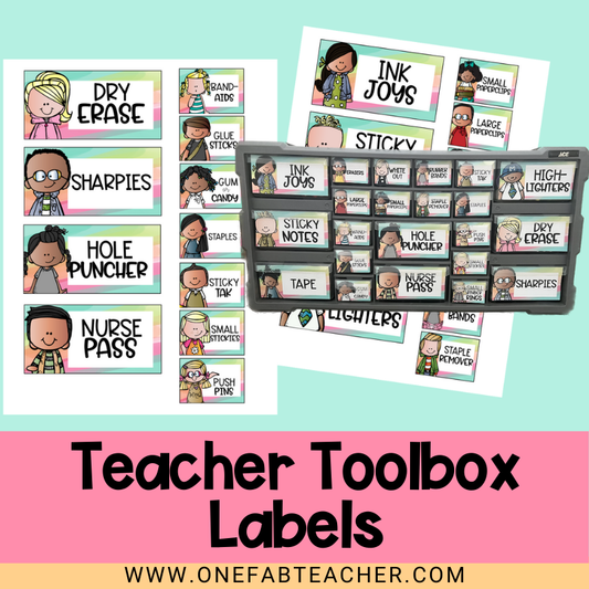 Teacher Toolbox Labels Set Happy Bright | The Ultimate Organizational Solution for Teachers