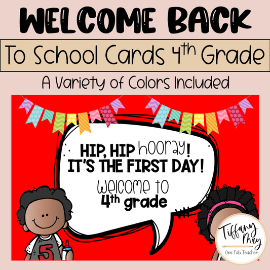 Welcome Back to School Cards | 4th grade