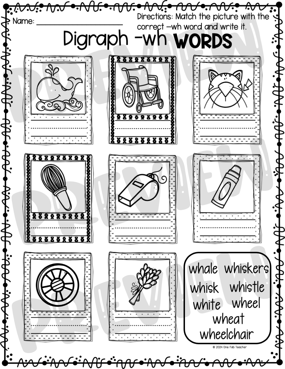 Digraph Wh Worksheets One Fab Teacher