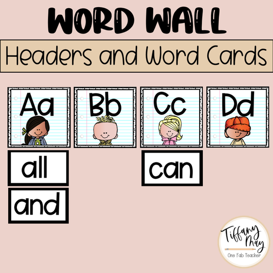 Word Wall Headers and Customizable Word Cards