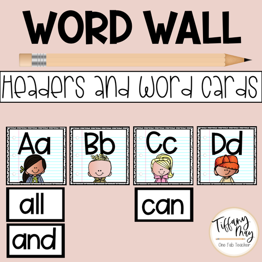 Word Wall Headers and Customizable Word Cards