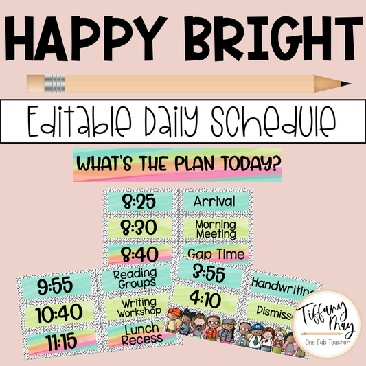 Daily Schedule | Customizable Happy Bright