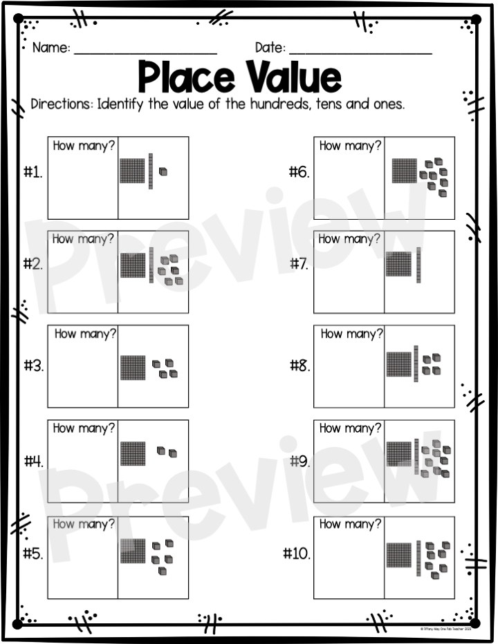 Place Value Math Worksheets One Fab Teacher